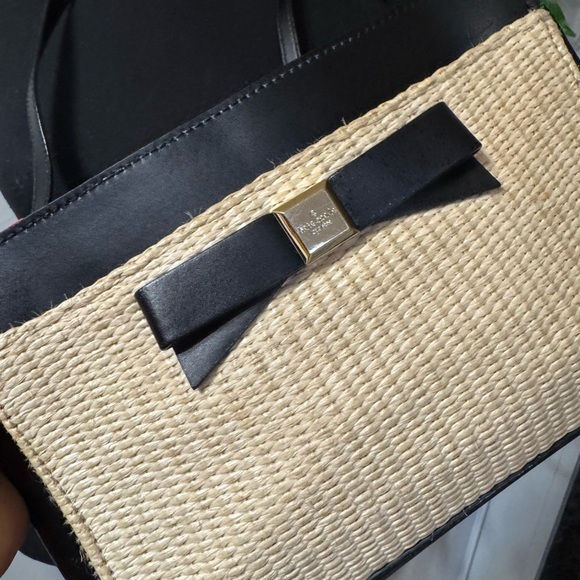 Kate Spade New York Montford Park Straw & Black w/ Gold Crossbody Bag / Purse - Picture 4 of 16
